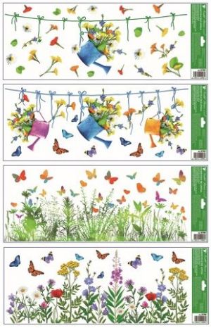 Okenní fólie pruh Květy 22,5 x 60 cm