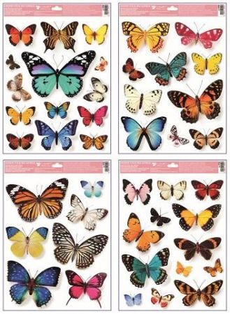 Okenní fólie s glitry Motýli 30 x 42 cm