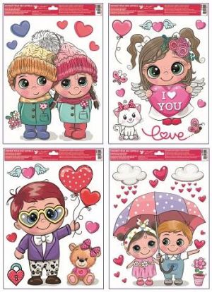 Okenní fólie s glitry Láska 30 x 42 cm