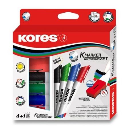 Sada Kores K-Marker Set - 4 popisovače + magnetická houbička