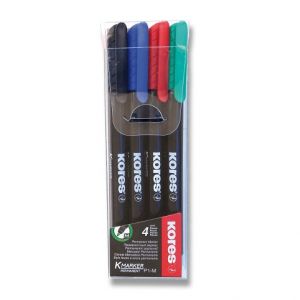 Permanentní popisovač Kores K-Marker - sada 4 barev, tenký hrot M