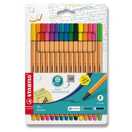 Liner STABILO point 88 - sada 15 barev