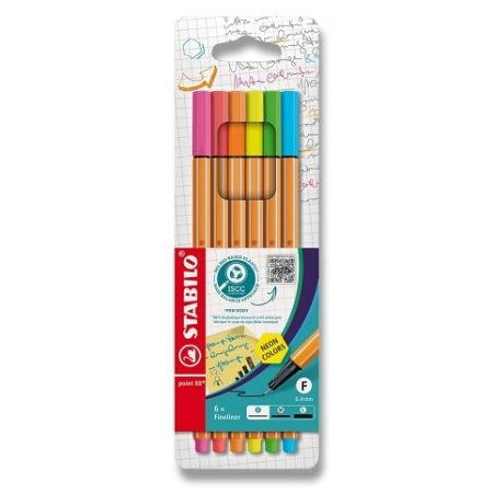 Liner STABILO point 88 - sada 6 neonových barev