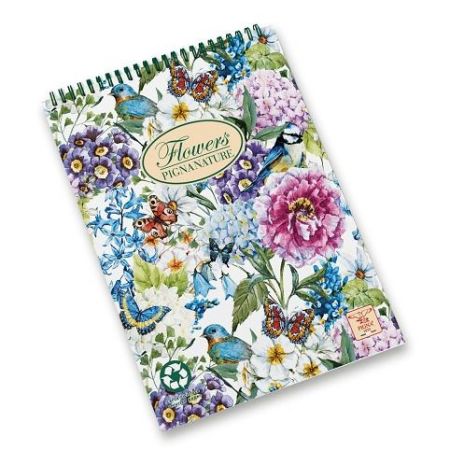 Kroužkový blok Pigna Nature Flowers - A5, čtverečkovaný, 50 listů, mix motivů