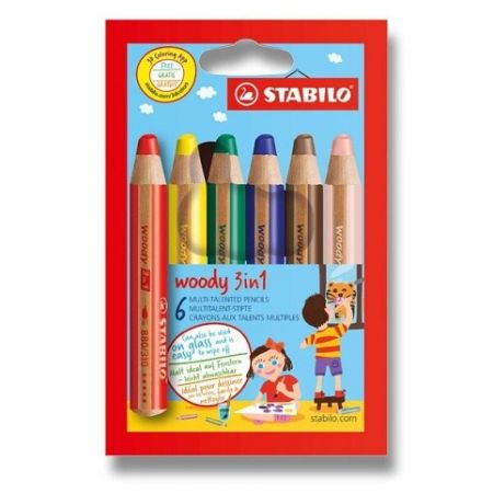 Pastelky STABILO Woody 3 in 1 - 6 barev