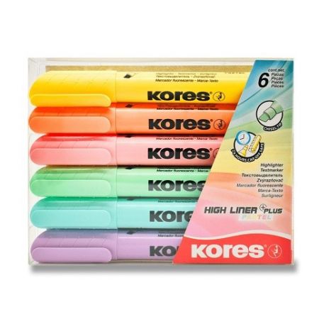 Zvýrazňovač Kores High Liner Pastel - sada 6 barev
