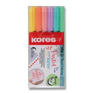 Popisovač Kores Style Brush Marker - Pastel, 6 barev