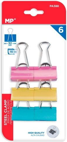 Klip Binder barevný MP 32mm 6ks PA388 blistr