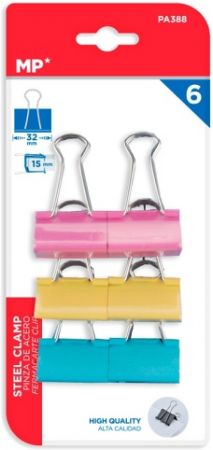 Klip Binder barevný MP 32mm 6ks PA388 blistr
