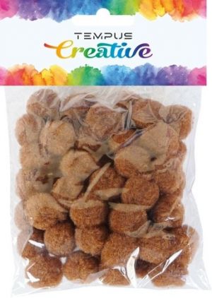Pom poms 20mm hnědý 50ks