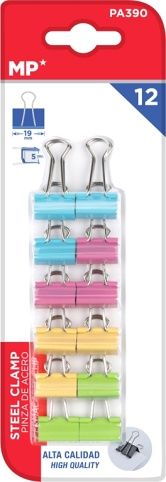 Klip Binder barevný MP 19mm 12ks PA390 blistr