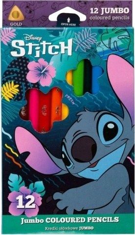 Pastelky Colorino trojhranné Jumbo 12ks Stitch