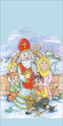 Sáček 40 x 20 čirý Mikuláš, čert, anděl a děti