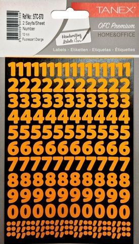 Samol.čísla neon oranžové 10mm STC-570 240ks