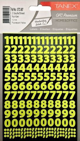 Samol.čísla neon žluté 10mm STC-567 240ks