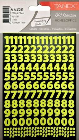 Samol.čísla neon žluté 10mm STC-567 240ks