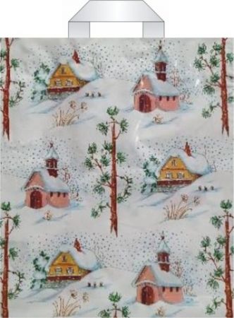 Taška vánoční s uchy 46 x 39 zimní kaplička