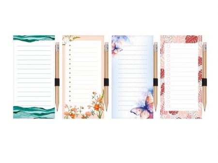 Bloček magnetický 7x14cm, 80 listů, s tužkou mix