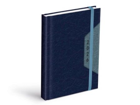 Diář 2026 D801 PU blue/gray s gumkou