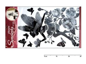 Samolepící dekorace 10018 - víla černá glitry a kamínky 60x32cm