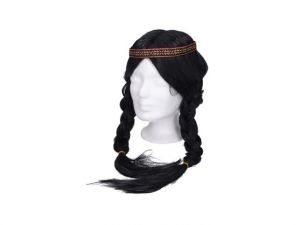 Paruka W003134 černá s copánky