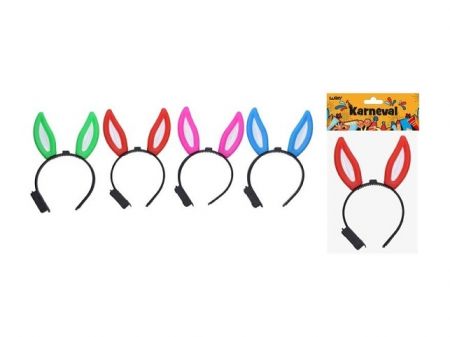 Čelenka W039095 s ozdobou uši králičí svítící (blikající) 22x14,5 cm