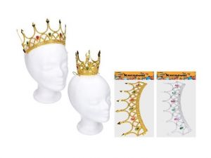 Set karneval W032038 - zlatá/stříbrná koruna 15x8 cm