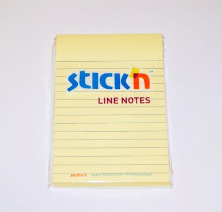 Blok samolepící Stick&sbquo;n 150x101 mm linkovaný, žlutý 100 l /21056