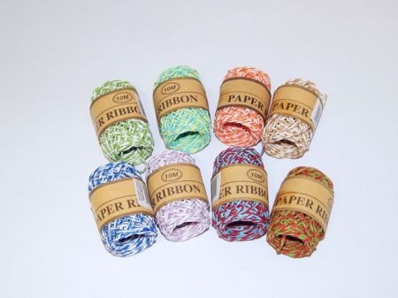 Dekorativní provázek papírový žíhaný 8 barev mix
