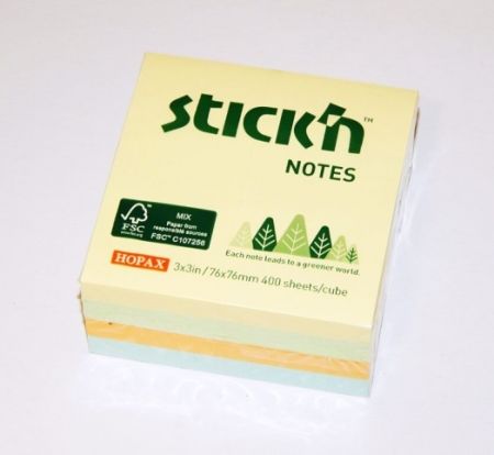 Kostka samolepicí Stick'n 76x76 mm mix pastel. Barev 400 l /21890