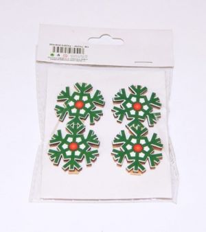 Vánoční dekorační kolíček - dřevěné vločky 4ks (980557)