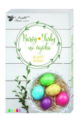 Barvy na vajíčka gelové se zlatým efektem, 5 ks, rukavice (7748)