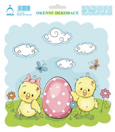 Dekorace okenní – kuřátka s vajíčkem (5711)