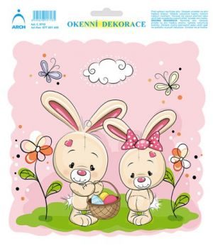 Dekorace okenní - zajíčci s košíčkem (5713)