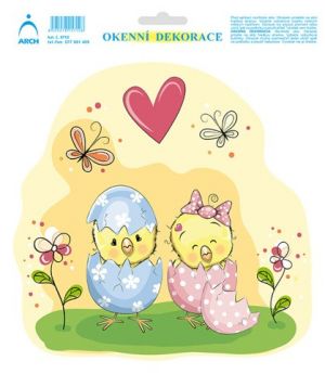 Dekorace okenní - kuřátka ve vajíčku (5712)