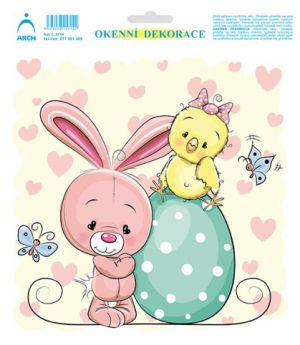 Dekorace okenní - zajíček a kuřátko na vajíčku (5714)