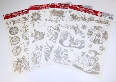 Dekorace okenní 305 Stříbrné glitry MIX