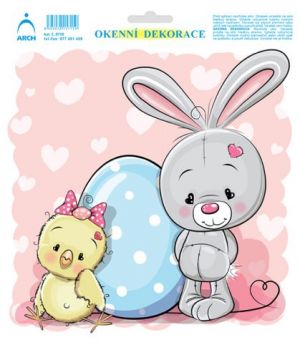 Dekorace okenní Zajíček s kuřátkem / 5716