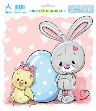 Dekorace okenní Zajíček s kuřátkem / 5716