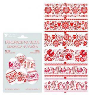 Dekorace smršťovací na vejce, červený motiv (7755)