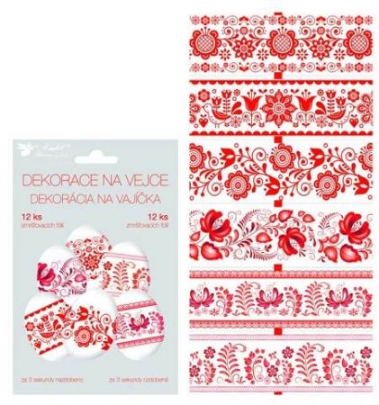 Dekorace smršťovací na vejce, červený motiv (7755)