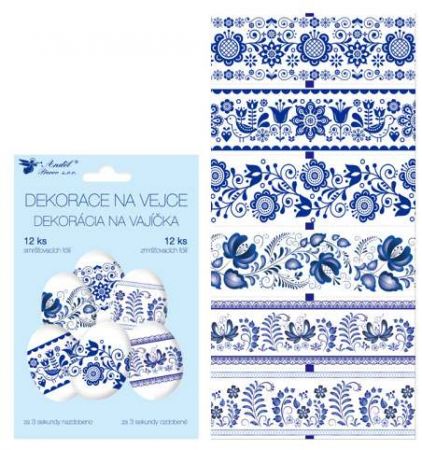 Dekorace smršťovací na vejce, modrý motiv (7754)