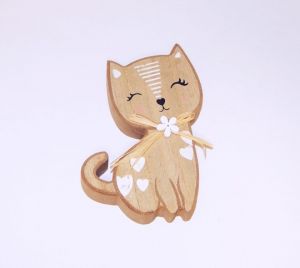 Kočka dřevěná na postavení 11 cm / 7354