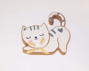 Kočka dřevěná na postavení 14 cm / 7353