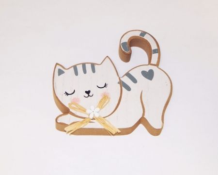 Kočka dřevěná na postavení 14 cm / 7353