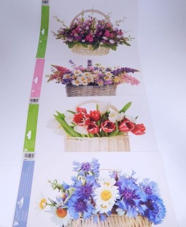 Okenní fólie květiny v košíku 42x30 cm /6868