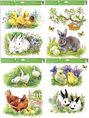 Okenní fólie malovaná velikonoční zvířátka 30 x 42 cm (6913)