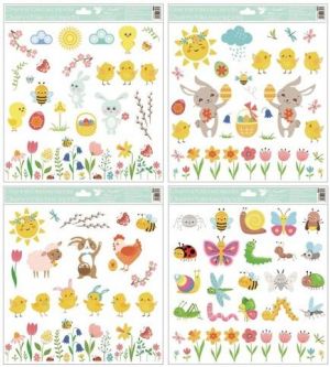 Okenní fólie mix se sluníčkem a kuřátky, 30x33,5 cm/984