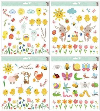 Okenní fólie mix se sluníčkem a kuřátky, 30x33,5 cm/984