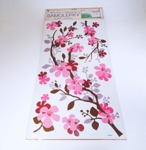 Samolepky na zeď větvička hnědorůžová 60x32 cm /1076